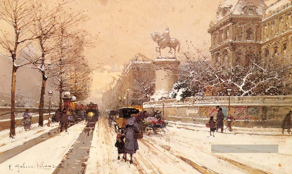 Paris En Hiver parisien gouache Eugène Galien Laloue Peintures à l'huile